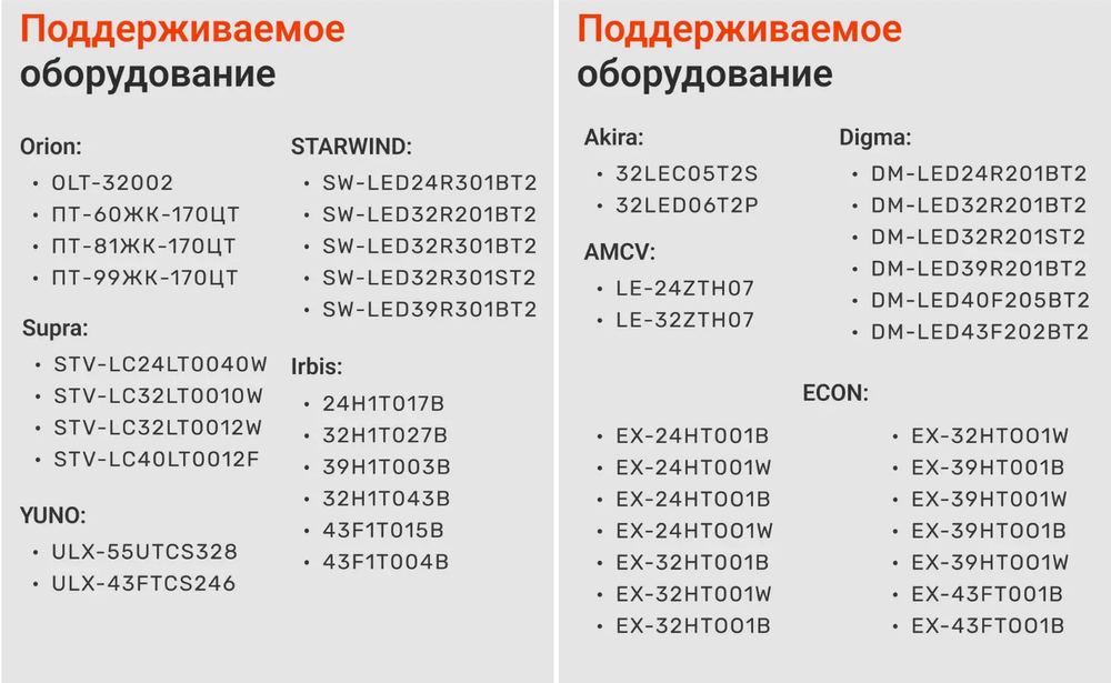 Пульт RS41 Smart Универсальный для Витязь Орион DEXP FUJION Supra Akira Новекс HI Erisson NESONS KRAFT ASANO LUMUS Vekta ECON без настроек