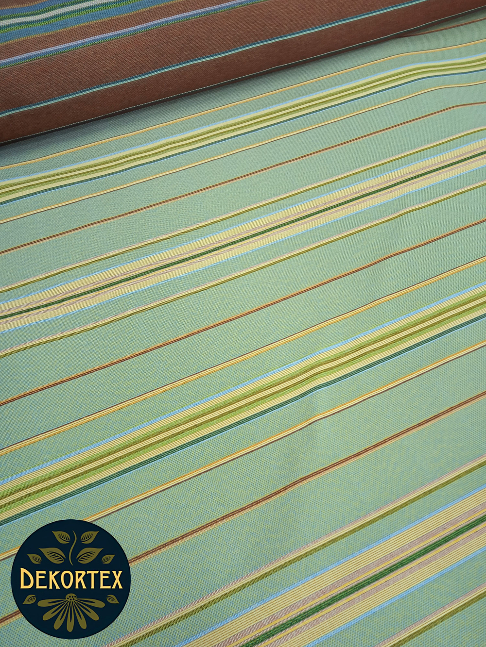 Мебельная ткань гобелен на отрез "Полоса серо-зеленая" (ширина 160 см) цена за п/метр