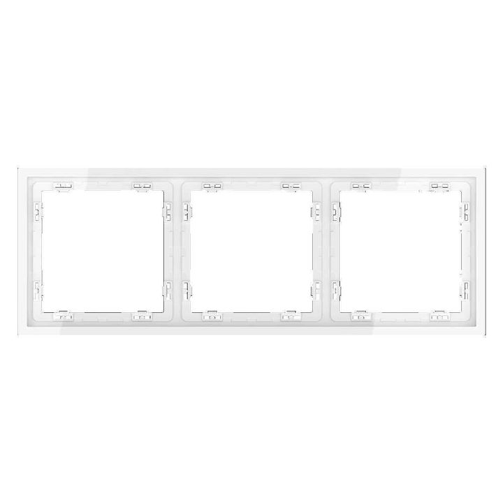 Рамка пластиковая Voltum S70 на 3 поста, (белый глянцевый) VLS100301