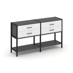 Shelf System Двухсекционный стеллаж двухярусный с ящиками SN.STM-222 Антрацит/Белый/Металл Черный 15