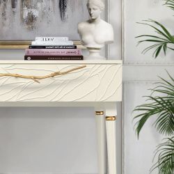 Консоль Арт Колор leaves Классик Голд Кремовый белый