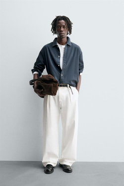 ZARA ДЖИНСОВАЯ РУБАШКА, НЕФТЯНОЙ