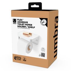 Держатель для туалетной бумаги с полкой Flex Adhesive, белый
