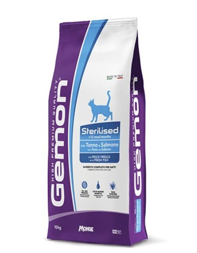 Сухой корм Gemon Cat Sterilized для стерилизованных кошек с тунцом и лососем, пакет 10 кг Сухой корм Gemon Cat Sterilized для стерилизованных кошек с тунцом и лососем, пакет 10 кг