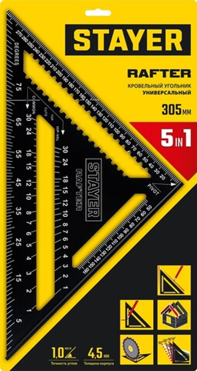 STAYER 305 мм, 5-в-1, универсальный кровельный угольник, Professional (34306-30)
