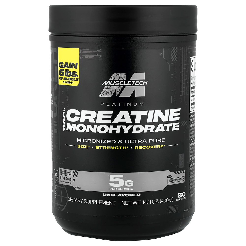 MuscleTech, Platinum, 100% моногидрат креатина, с нейтральным вкусом, 400 г (14,11 унции)