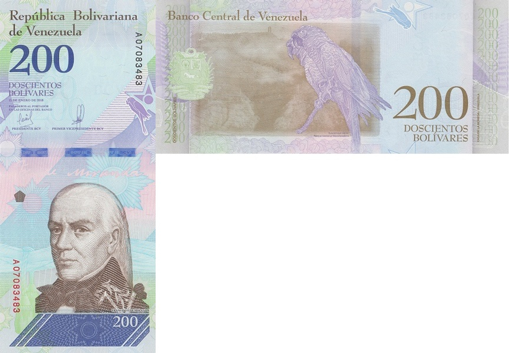 Венесуэла 1000 боливар 2018 Птица Гуакамайо-верде UNC