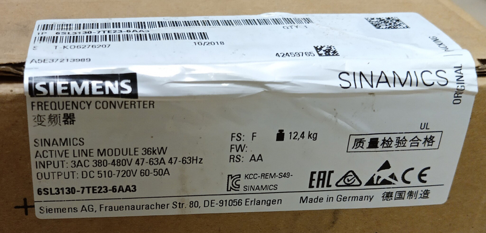 Siemens 6SL3130-7TE23-6AA3 новое