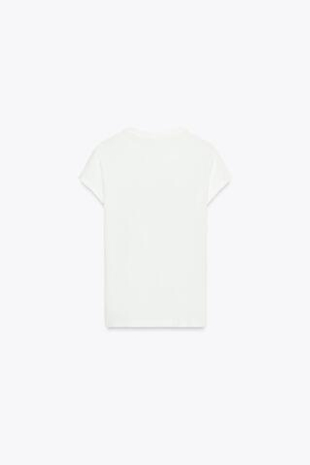 ZARA ФУТБОЛКА В СТИЛЕ РУСТИК С НАДПИСЬЮ, БЕЛЫЙ/КРАСНЫЙ