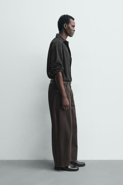 ZARA ДЖИНСЫ WIDE FIT, КОРИЧНЕВЫЙ