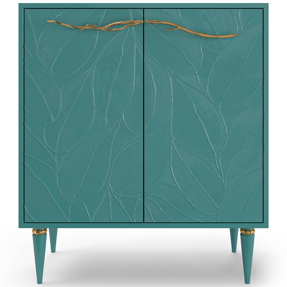 Комод Арт Колор leaves Классик Голд с 2 полками Пастельно-синий