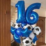 Шар (40"/102 см) Цифра, 6, Синий, в упаковке