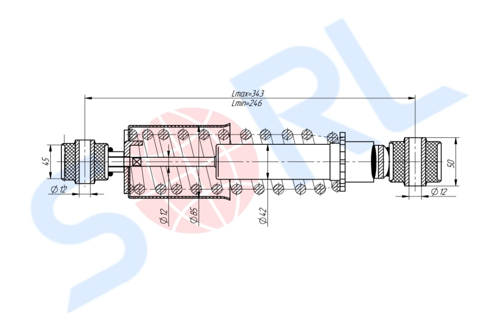 Амортизатор кабины пружинный 246/343, O/O, 12x45/12x50 MAN (CB0197) SORL