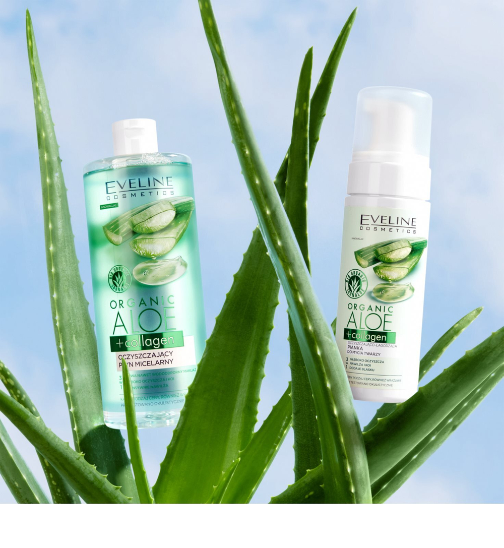 Eveline Cosmetics Organic Aloe+Collagen - очищающая пена с успокаивающим эффектом /   150  ml  / GTIN 5903416026754