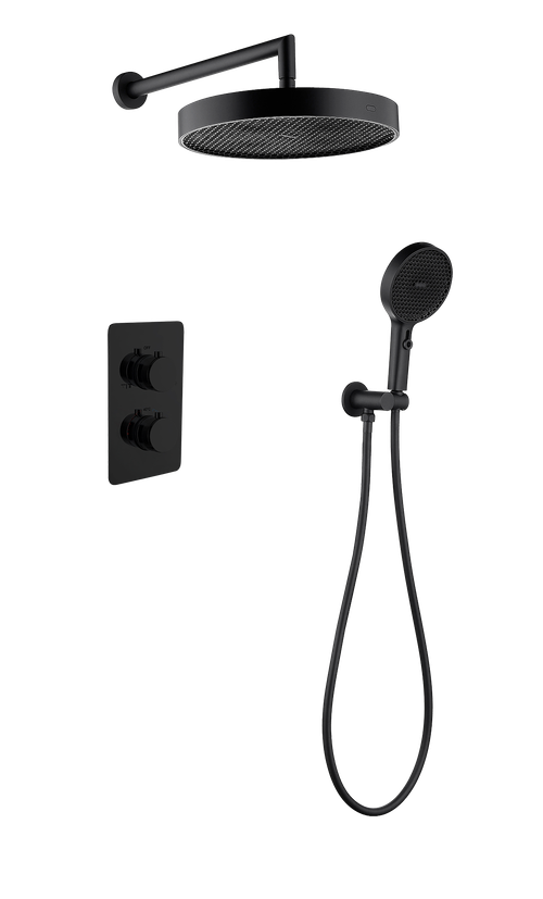 Boheme Комплект для душа CELL, лейка верхняя+ручная, встраиваемый смеситель с термостатом BLACK