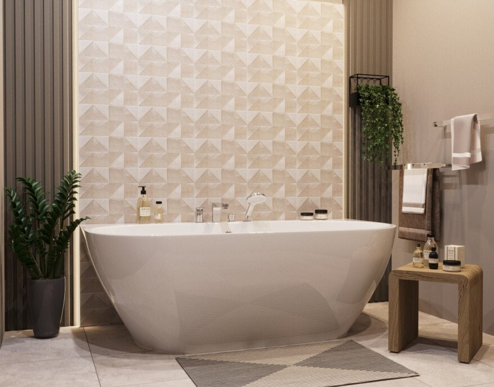 Ванна из литьевого мрамора Эстет Майами пристенная 170х85.5 белая, ФР-00010630