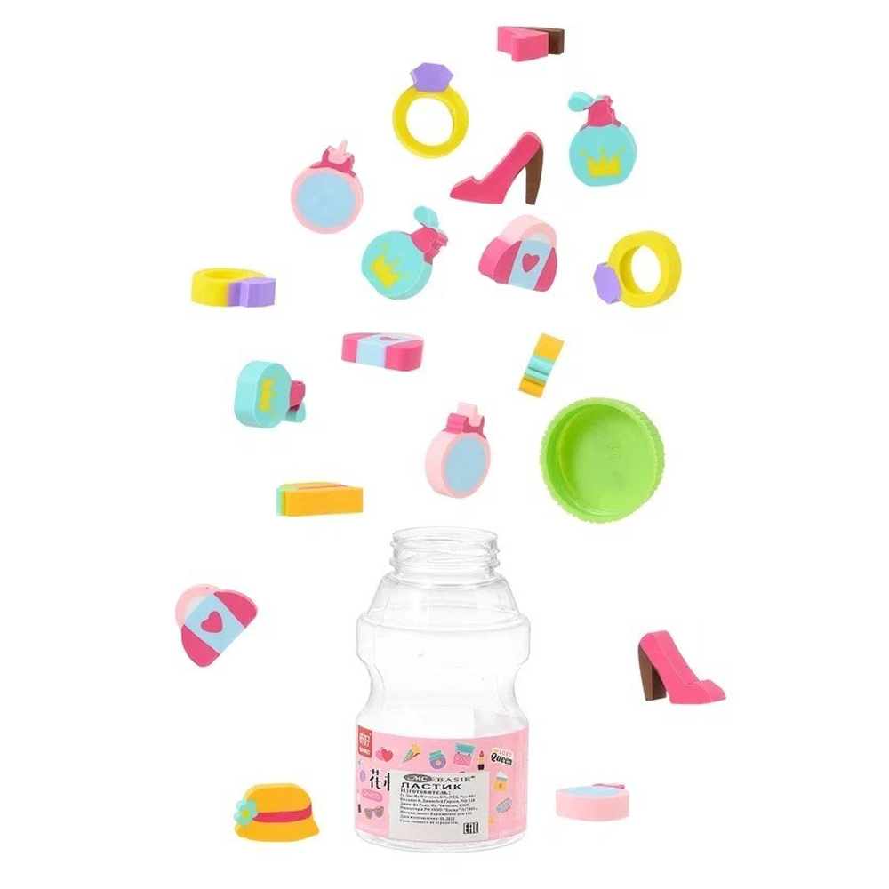 Ластик Qihao, фигурный, серия "Дамские штучки", в пластиковой баночке, 18 шт в наборе