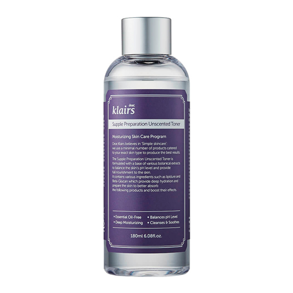 Dear, Klairs Supple Preparation Unscented Toner смягчающий тонер для лица склонной к жирности