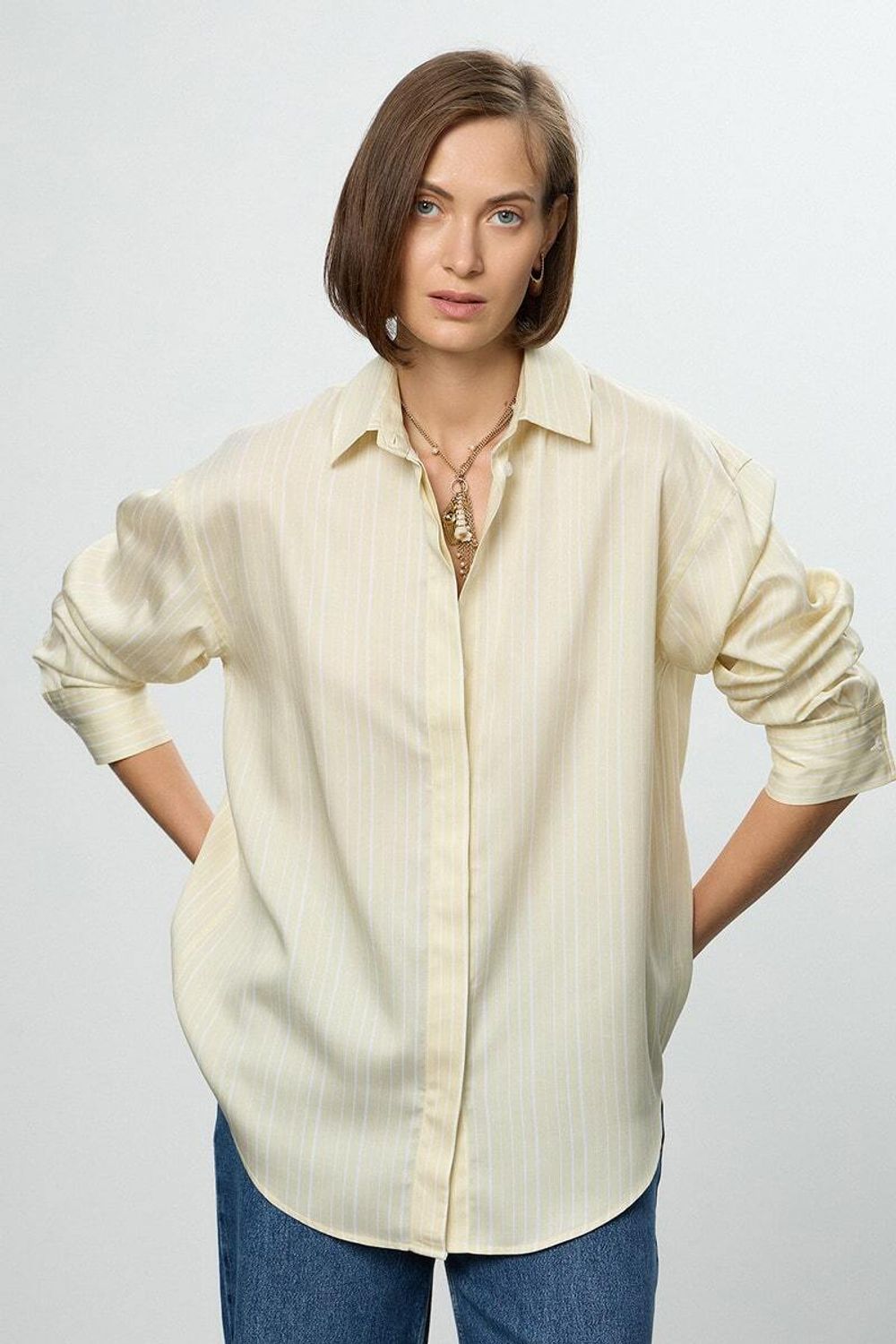 Рубашка Хельсинки вискоза желтая полоска