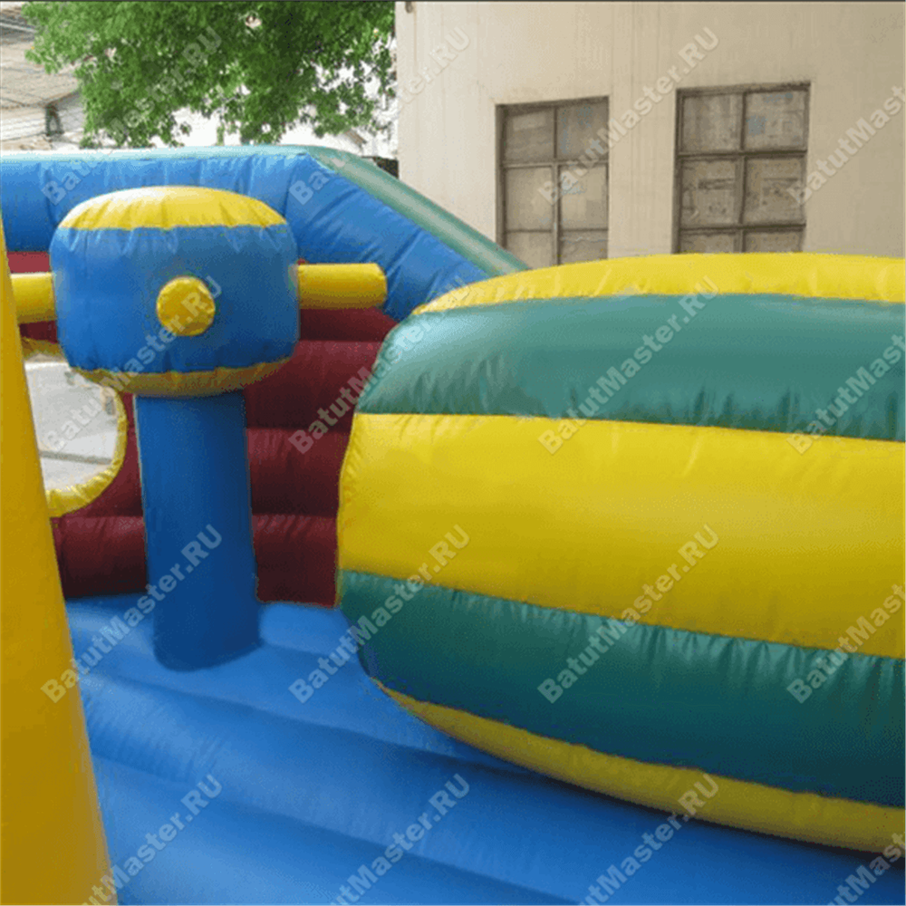 Большой надувной батут-горка "Корабль флибустьеров" 14*8*6 м