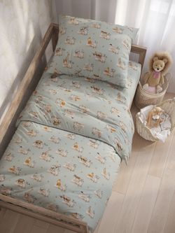 Простынь на резинке перкаль Сказка "ЗооАлфавит" 90x200 см