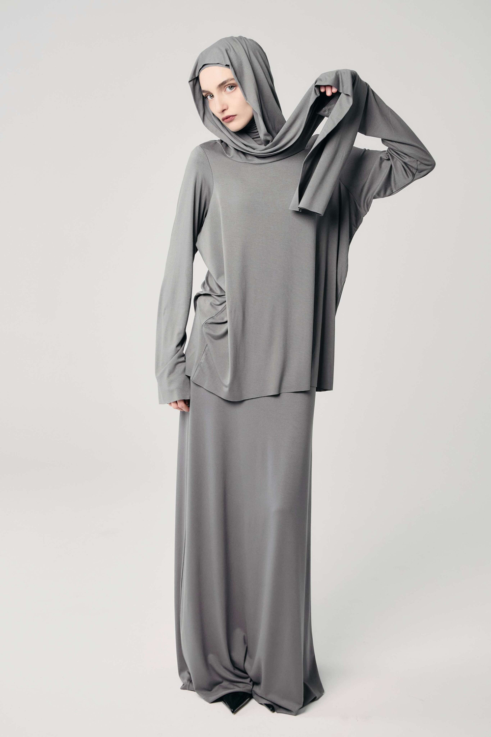 Юбка база прямая серая