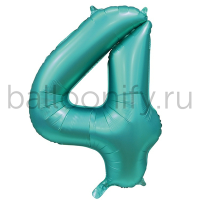 Шар ЦИФРА 4 Сатин Teal 40" 102 см