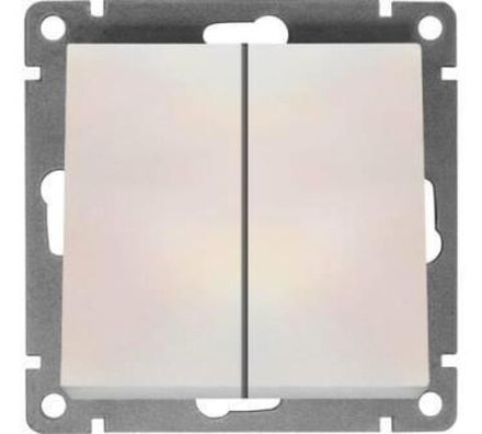 Выключатель двухклавишный "UNIVersal" серия "Афина", с/у, 10А, 220В, жемчуг (еврослот) (HU2331)