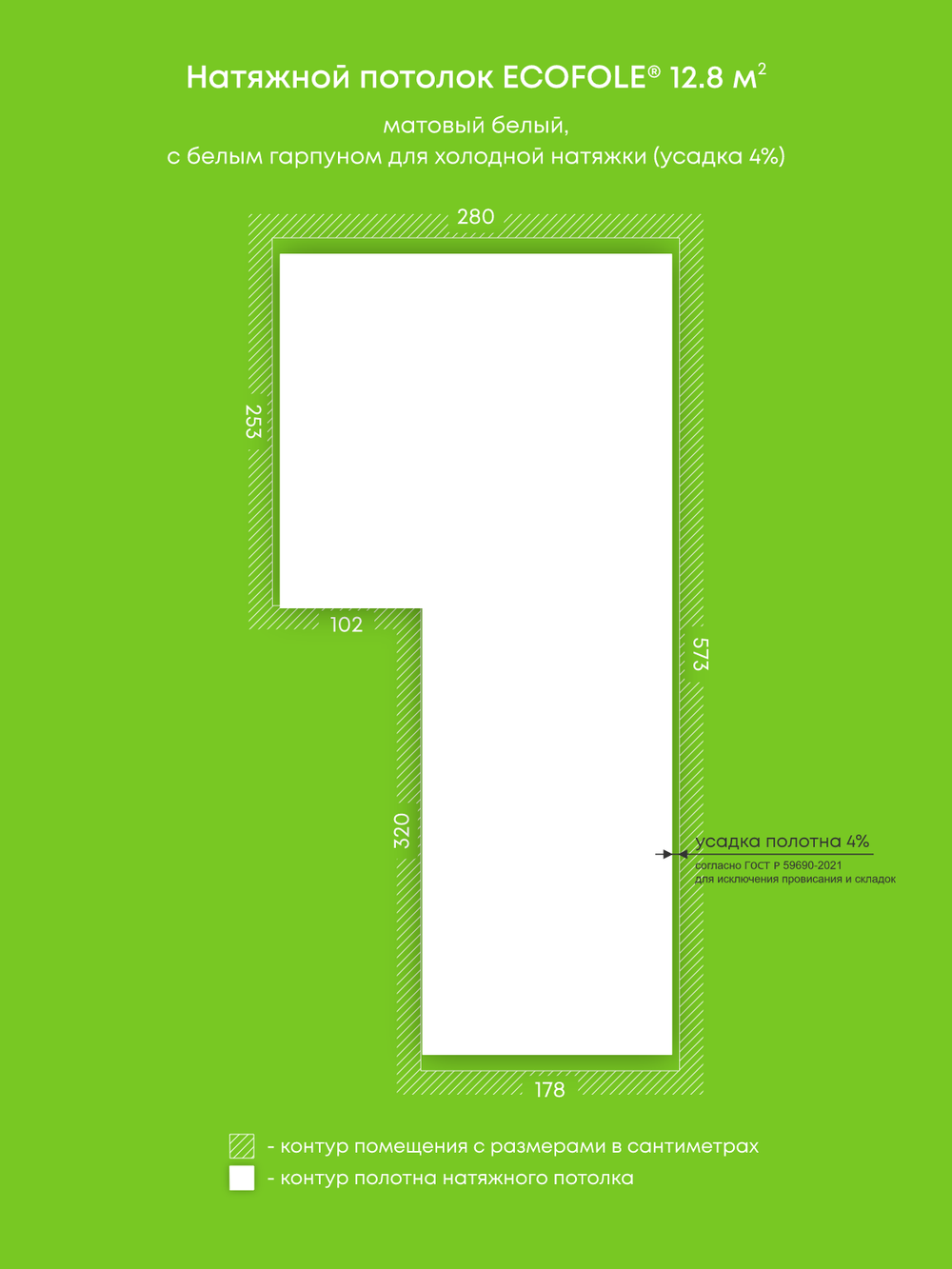 Натяжные потолки 12.8 м2, 12.3 м2, 11.9 м2, 12.2 м2