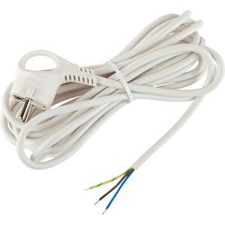 Шнур сетевой с вилкой ЭРА UX-3x0,75-5m-W с заземлением 5м ПВС 3x0,75мм2 белый | 