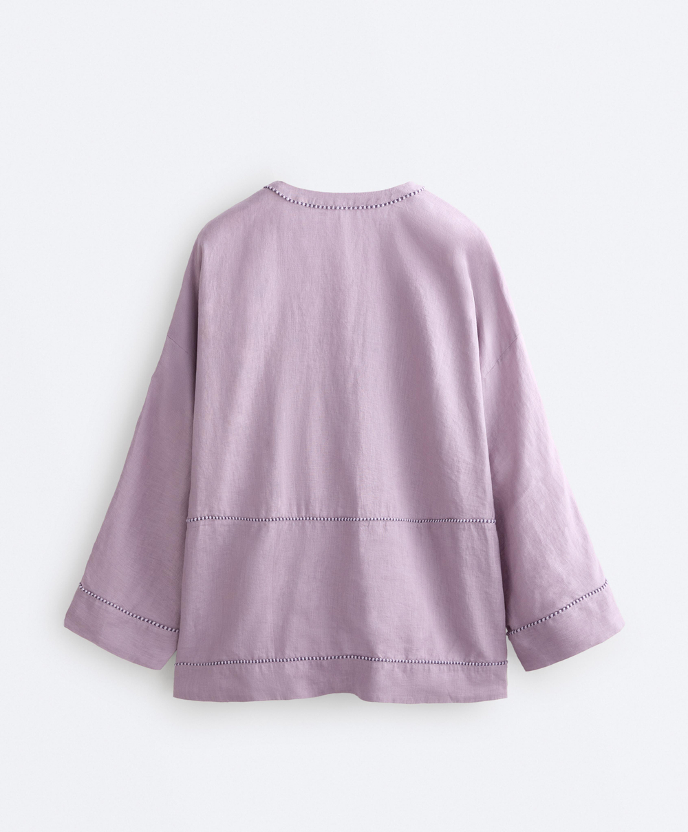 Oysho Рубашка из 100% льна, лиловый