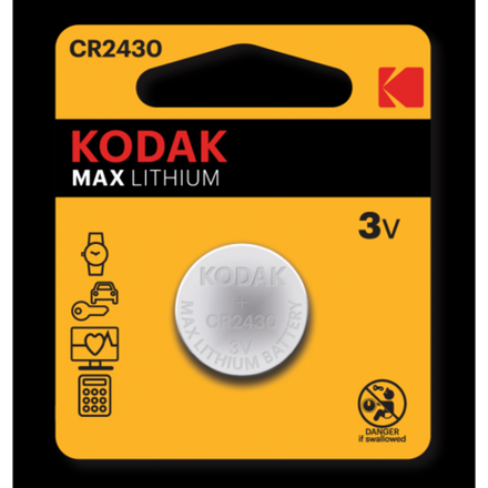 Батарейки Kodak CR2430-1BL MAX Lithium