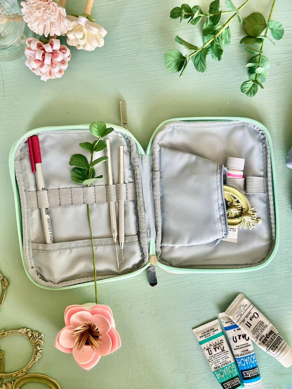 Пенал-оганайзер для хранения вязальных спиц и принадлежностей для рукоделия