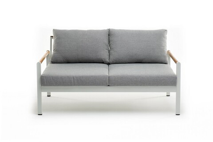 Диван из алюминия Joygarden МАЯ 2-х местный, White Matte (белый матовый), светло-серый