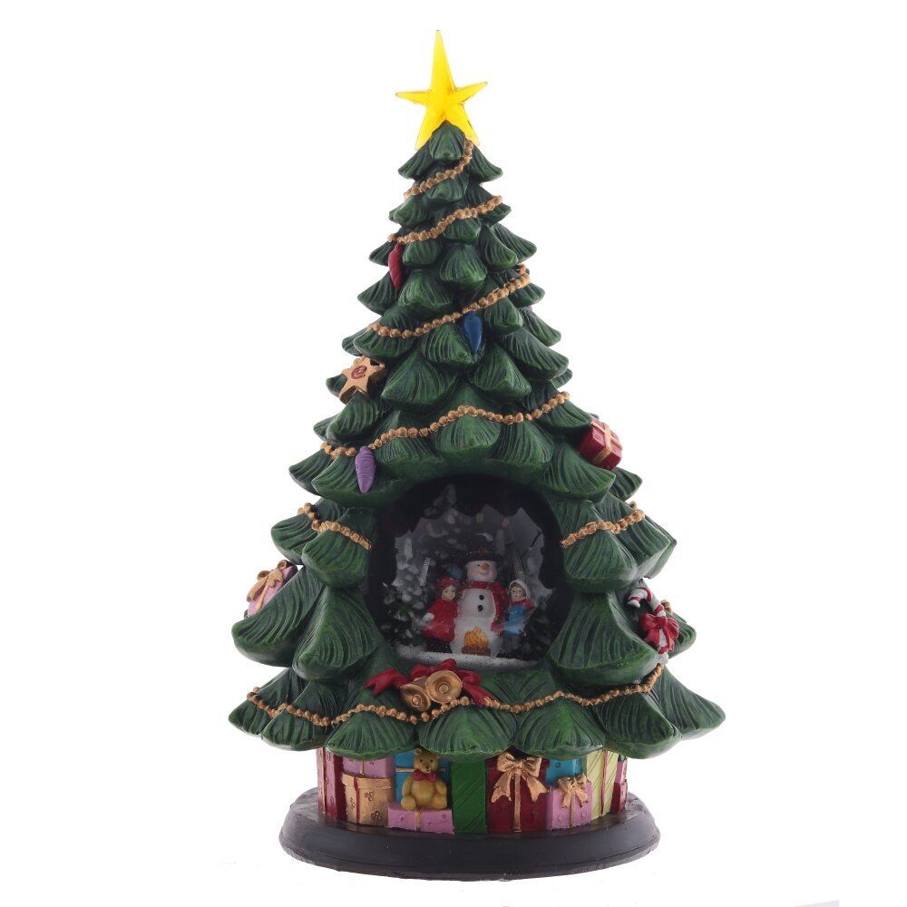 GAEM Фигур декор в стекл шаре "Елка и Снеговик" (подсв,муз, вьюга, AAх3 н/п), D 10 см, L19,5 W19,5 H35 см