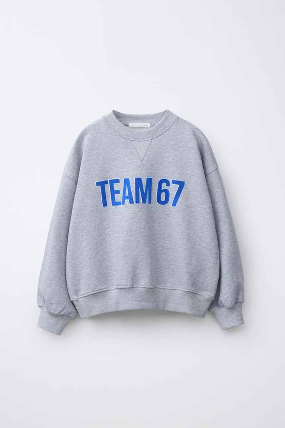 ZARA ТОЛСТОВКА С ПРИНТОМ «TEAM SIX SEVEN», СЕРЫЙ МЕЛАНЖ