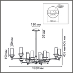 6555/12C CLASSI LN26 100 черный/дымчатый/металл/стекло Люстра потолочная E14 12*40W 220V MADONNA
