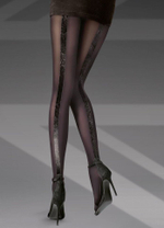 Матовые колготки с широким бархатным швом сзади (Размер: M-L) (Цвет: черный)