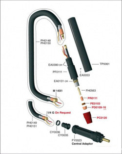 Комплектный кабель 6м горелки с центральным разъемом (А101)
