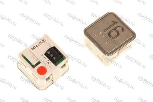 Кнопка (кнопочный модуль) MT42 RUS "16 Этаж", квадратная, красная подсветка, Брайль.