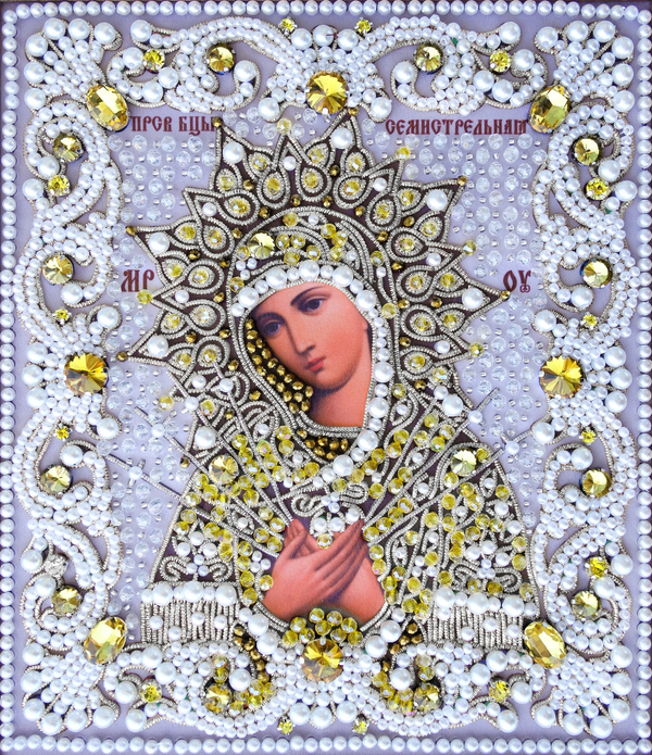 ЖС-4-СЖ Набор для вышивания хрустальными камнями Богородица Семистрельная (желтый)