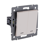 Выключатель 2-клавишный 10А/250В с LED подсветкой, кашемир матовый Kollinger REA-S-008CM для Aspekt, Eleganz, Reflex