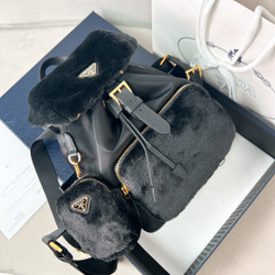 Prada Re-Nylon and Shearling Backpack 25 cm