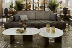 Стол журнальный Garda Decor Garda Decor овальный искусственный камень белый 130*65*38 см