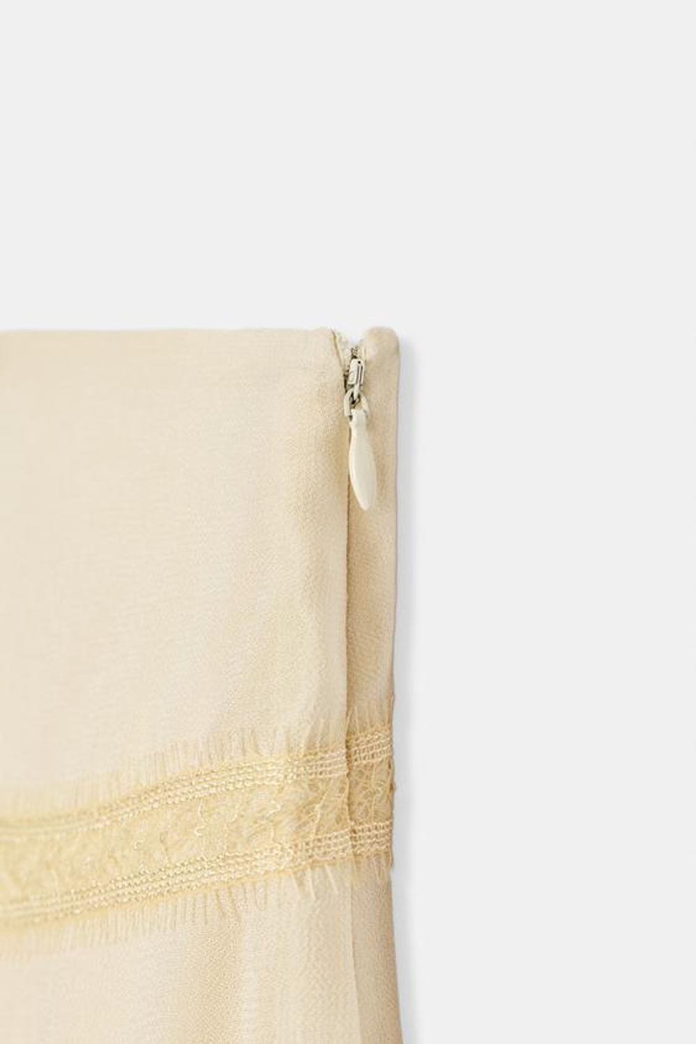 ZARA ЮБКА МИДИ С КРУЖЕВОМ — ZW COLLECTION, ЖЕЛТОВАТО-БЕЛЫЙ