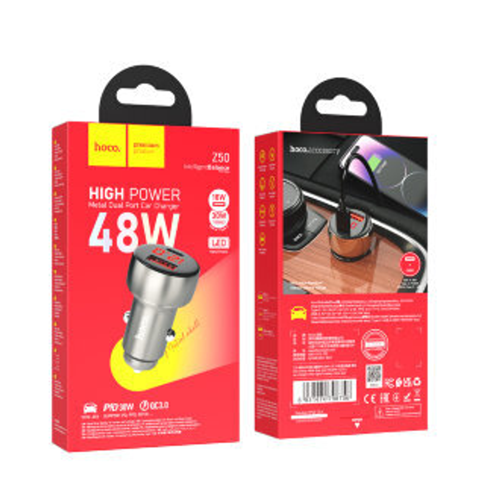 Z50 Leader 48W dual-port PD30W+QC3.0 car charger with digital display