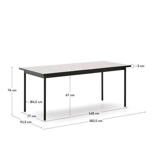 Уличный стол Maurina из зеленой оцинкованной стали с плиткой цвета экрю 182 x 91 см