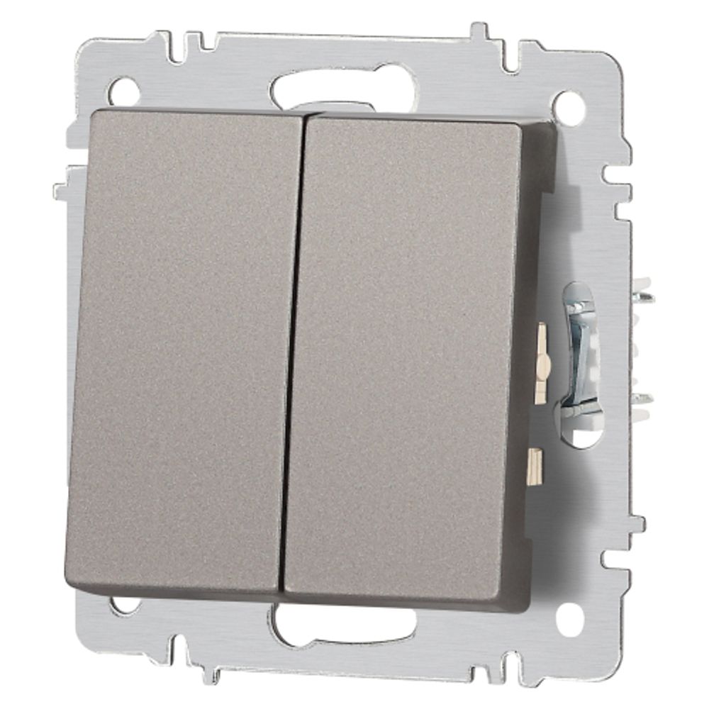 Переключатель Intro Accent 6-107-09 двойной, 10А-250В, IP20, СУ, AL/CU, титан