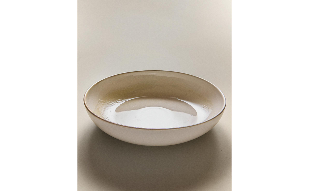 Zara Home блюдо сервировочное из каменной керамики, цвет бежевый, 31 см