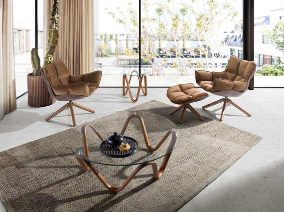 Журнальный столик Angel Cerda 2125 из стекла и ореха